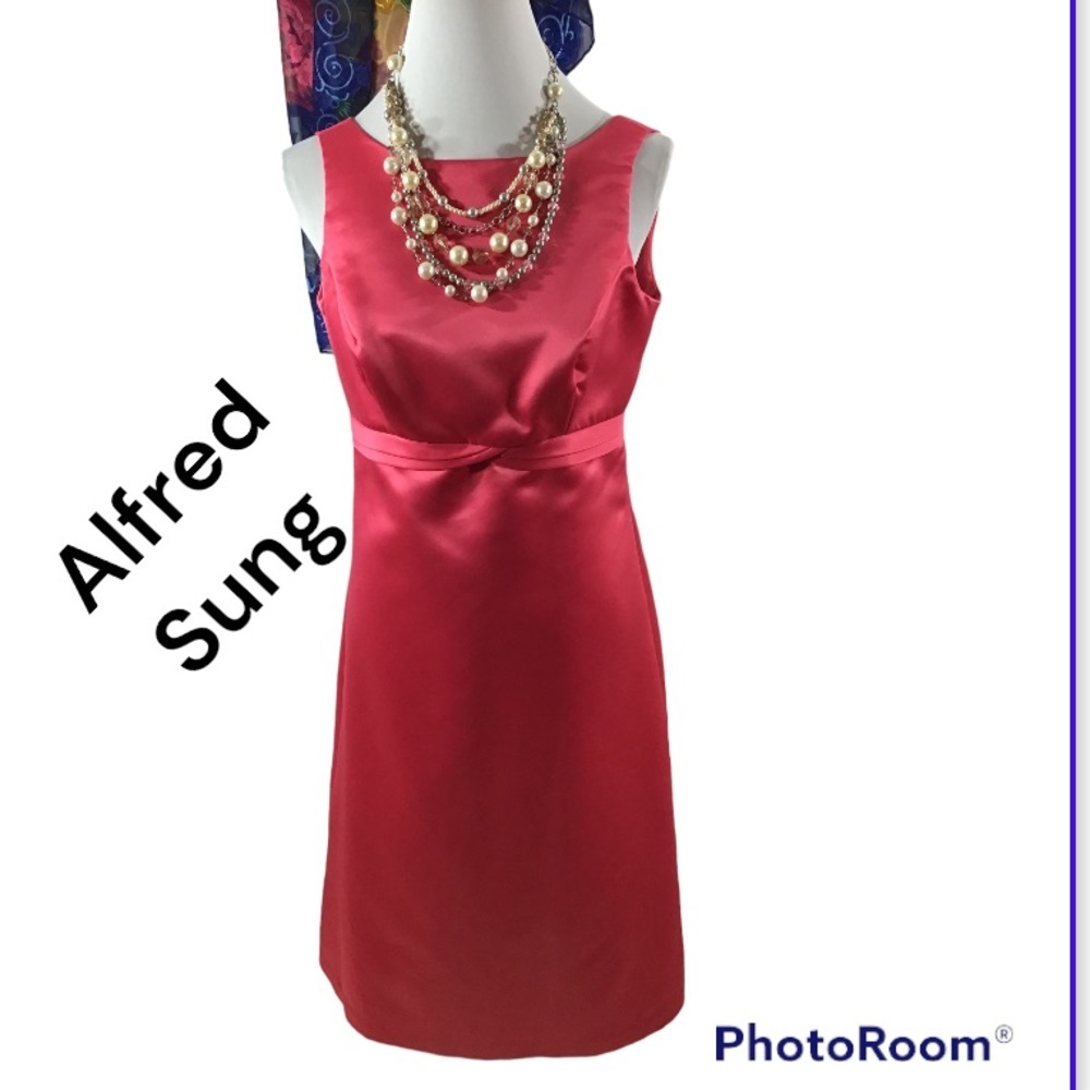 Alfred Sung bright pink midi dress 8